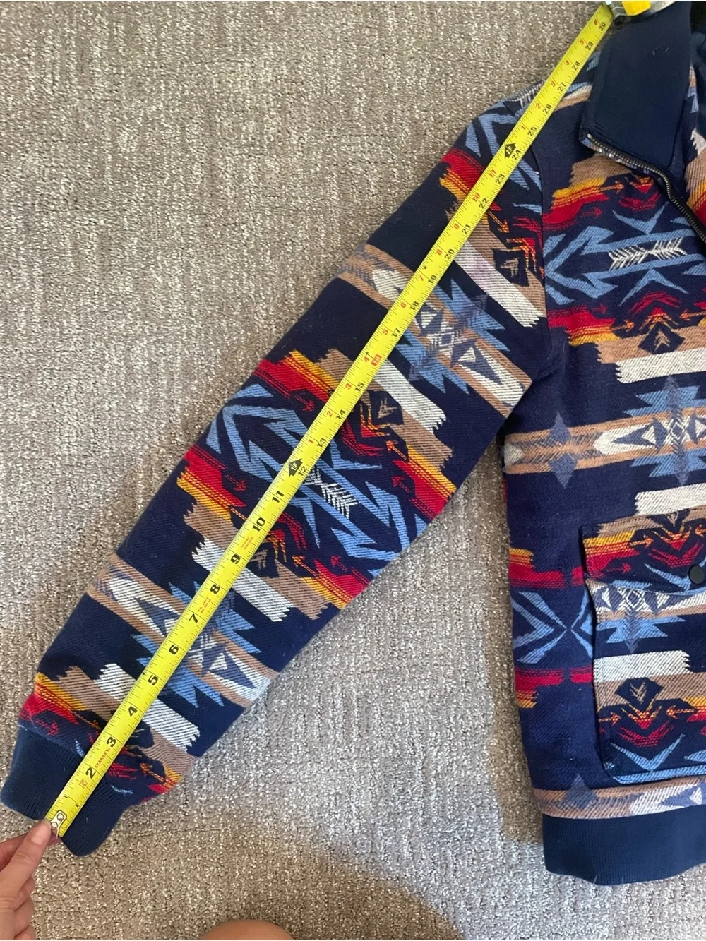 Rock & Roll Denim Navy Aztec-Print Zip Jacket
